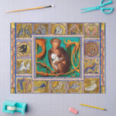 MEDIEVAL BESTIAIR, GELD EN WITTE KAT,DIEREN TISSUEPAPIER (Craft)