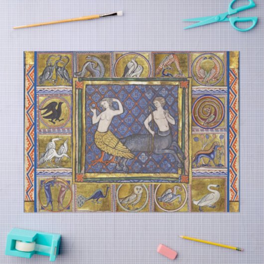 MEDIEVAL BESTIAIR, HARPY EN CENTAUR, BOSDIEREN TISSUEPAPIER (Craft)