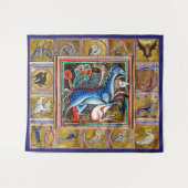 MEDIEVAL BESTIAIR, HORSES, BOSSTE DIEREN WANDKLEED (Voorkant (horizontaal))