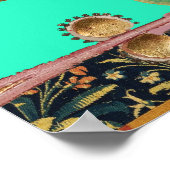 MEDIEVAL BESTIAIR MAKEN MUZIEK, konijn, hond, blau Poster (Hoek)