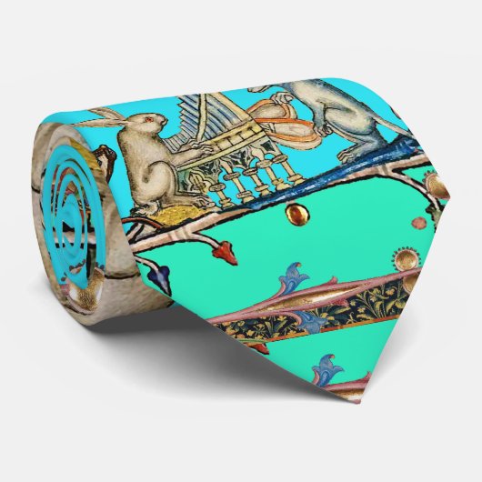 MEDIEVAL BESTIAIR MAKEN MUZIEK, konijn, hond Blue Stropdas (Opgerold)