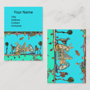 MEDIEVAL BESTIAIR MAKEN MUZIEK, konijn, hond Blue Visitekaartje