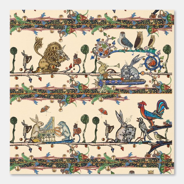 MEDIEVAL BESTIAIR MAKEN VAN MUZIEK Violinistisch l Behang (Voorkant)