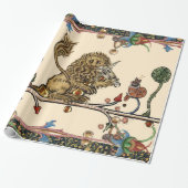 MEDIEVAL BESTIAIR MAKEN VAN MUZIEK Violinistisch l Cadeaupapier (Uitgerold)