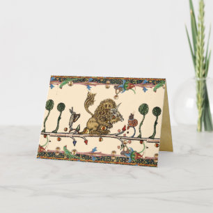 MEDIEVAL BESTIAIR MAKEN VAN MUZIEK Violinistisch l Feestdagen Kaart