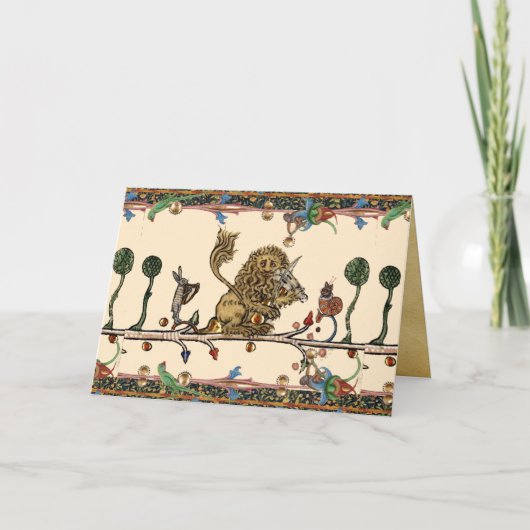 MEDIEVAL BESTIAIR MAKEN VAN MUZIEK Violinistisch l Feestdagen Kaart (Voorkant)