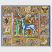 MEDIEVAL BESTIAIR,UNICORN,FANTASTISCHE DIEREN CADEAUPAPIER (Vlak)