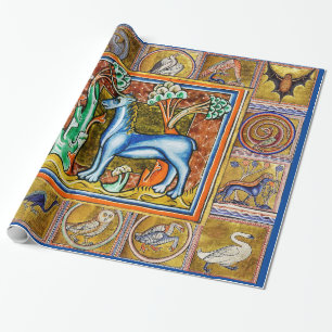 MEDIEVAL BESTIAIR,UNICORN,FANTASTISCHE DIEREN CADEAUPAPIER