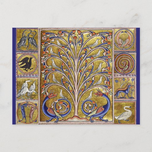 MEDIEVAL BESTIAIR, VOGELS OP DE LEVENSDUUR,DRAGONS BRIEFKAART (Voorkant)