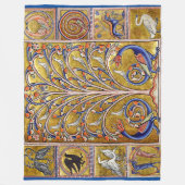 MEDIEVAL BESTIAIR, VOGELS OP DE LEVENSDUUR,DRAGONS FLEECE DEKEN (Voorkant)