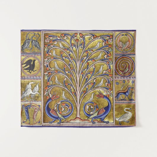 MEDIEVAL BESTIAIR, VOGELS OP DE LEVENSDUUR,DRAGONS WANDKLEED (Voorkant (horizontaal))