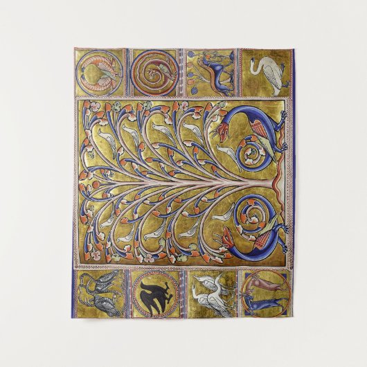 MEDIEVAL BESTIAIR, VOGELS OP DE LEVENSDUUR,DRAGONS WANDKLEED (Voorkant)