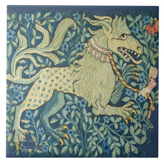 MEDIEVAL BESTIAIRE LEVENS, zoals beest in blauw Tegeltje (Voorkant)