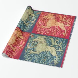 MEDIEVAL BESTIAIRE LEVENS, zoals beest in rood bla Cadeaupapier