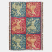 MEDIEVAL BESTIAIRE LEVENS, zoals beest in rood bla Deken (Voorkant Verticaal)