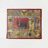 MEDIEVAL BESTIARY,BLACK HEDGEHOG KING and ANIMALS  Wandkleed (Voorkant (horizontaal))