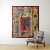 MEDIEVAL BESTIARY,BLACK HEDGEHOG KING and ANIMALS  Wandkleed (In situ)