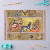 MEDIEVAL BESTIARY, DEERS, GOAT, CAMEL PANTHER, DRA TISSUEPAPIER (Craft)