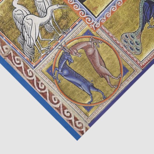 MEDIEVAL BESTIARY, ELEPHANT COMBATTING SNAKE DRAGO TISSUEPAPIER (Detail)