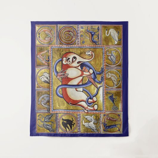 MEDIEVAL BESTIARY, ELEPHANT COMBATTING SNAKE DRAGO WANDKLEED (Voorkant)