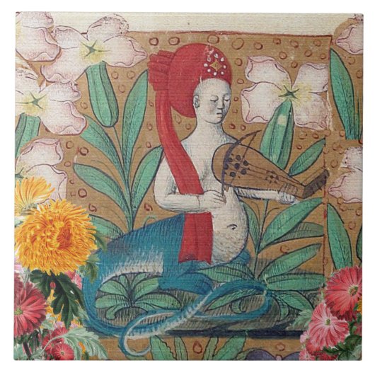 MEDIEVAL BESTIARY, FAIRY MELLUSINA MAKING MUSIC TEGELTJE (Voorkant)