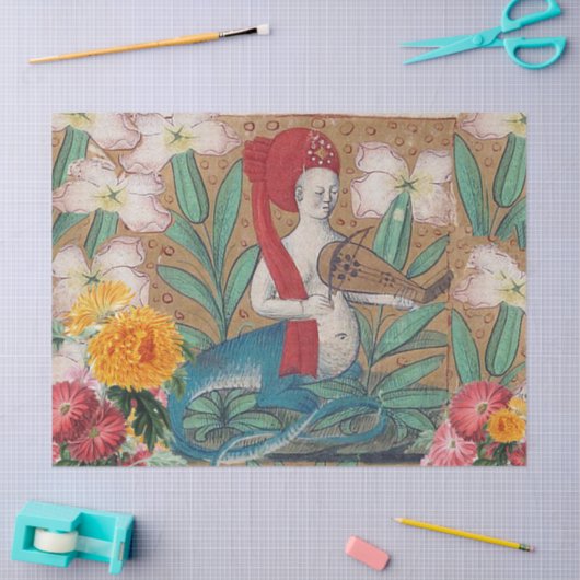 MEDIEVAL BESTIARY, FAIRY MELLUSINA MAKING MUSIC TISSUEPAPIER (Craft)