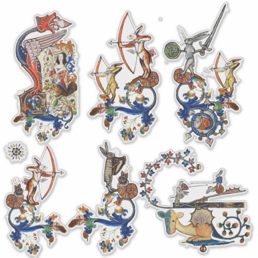 MEDIEVAL BESTIARY, Killer Rabbits Archer, Dragons  Sticker (Voorkant)