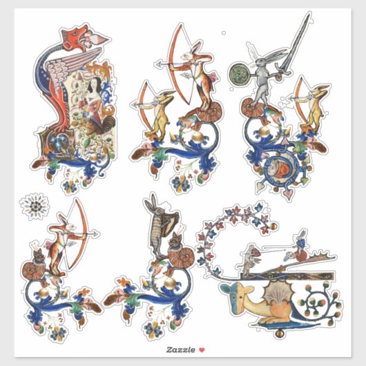 MEDIEVAL BESTIARY, Killer Rabbits Archer, Dragons  Sticker (Vel)