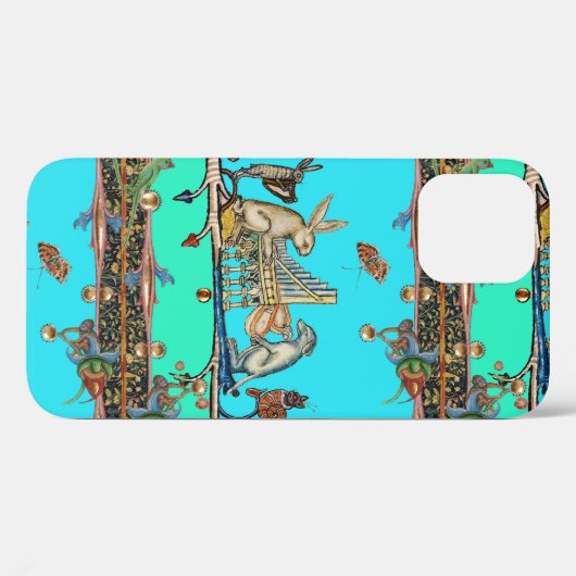 MEDIEVAL BESTIARY MAKING MUSIC, Rabbit, Dog Blue Case-Mate iPhone Case (Achterkant (horizontaal))