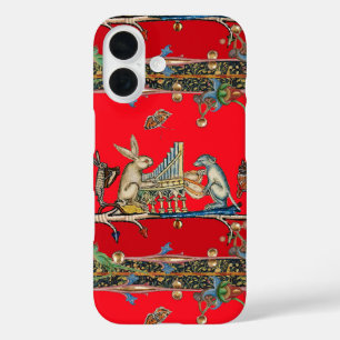 MEDIEVAL BESTIARY MAKING MUSIC, Rabbit, Dog Red Ca iPhone 16 Hoesje