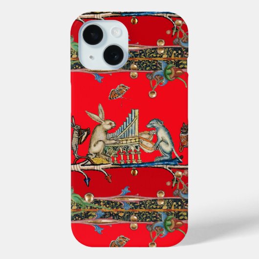 MEDIEVAL BESTIARY MAKING MUSIC, Rabbit, Dog Red Case-Mate iPhone Case (Achterkant)