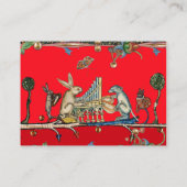 MEDIEVAL BESTIARY MAKING MUSIC, Rabbit, Dog Red Visitekaartje (Achterkant)