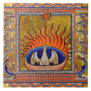 MEDIEVAL BESTIARY, PHOENIX IN RED FLAMES, LIFE TRE TEGELTJE