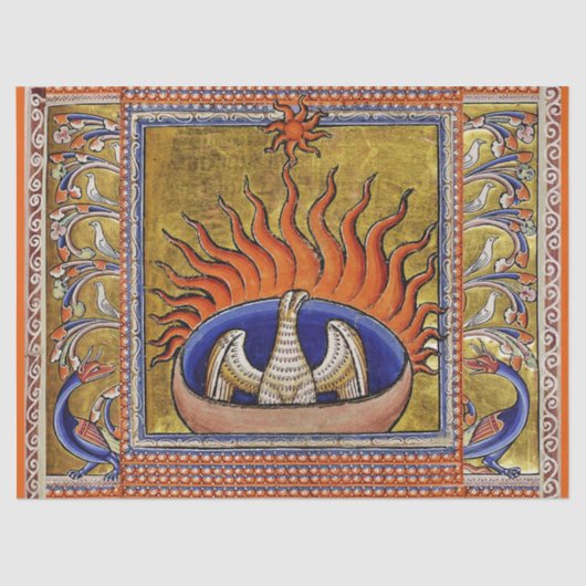 MEDIEVAL BESTIARY, PHOENIX IN RED FLAMES, LIFE TRE TISSUEPAPIER (Voorkant)