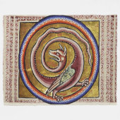 MEDIEVAL BESTIARY, SNAKE DRAGON CIRCLS FLEECE DEKEN (Voorkant (Horizontaal))
