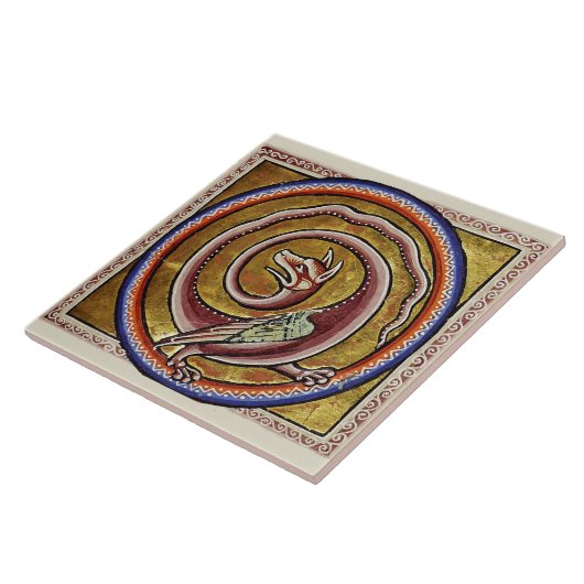 MEDIEVAL BESTIARY, SNAKE DRAGON CIRCLS TEGELTJE (Zijkant)