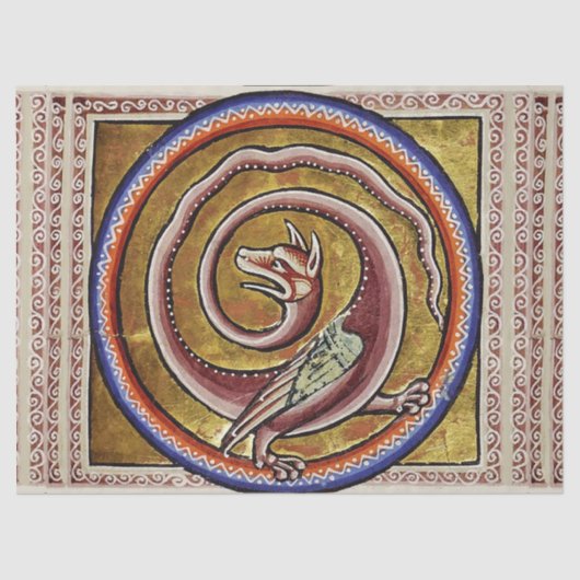 MEDIEVAL BESTIARY, SNAKE DRAGON CIRCLS TISSUEPAPIER (Voorkant)