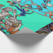 MEDIEVAL BESTIARY WAR, KNIGHTS, GIANT SNAILS Blue Cadeaupapier (Hoek)