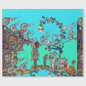 MEDIEVAL BESTIARY WAR, KNIGHTS, GIANT SNAILS Blue Cadeaupapier (Vlak)