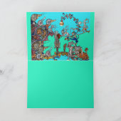 MEDIEVAL BESTIARY WAR, KNIGHTS, GIANT SNAILS Blue Feestdagen Kaart (Binnen)