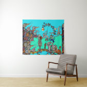 MEDIEVAL BESTIARY WAR, KNIGHTS, GIANT SNAILS Blue Wandkleed (In Situ (horizontaal))