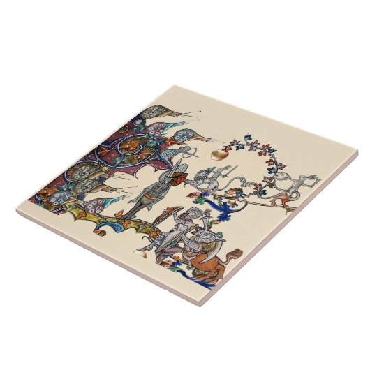 MEDIEVAL BESTIARY WAR, KNIGHTS, GIANT SNAILS Cream Tegeltje (Zijkant)