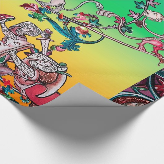 MEDIEVAL BESTIARY WAR, KNIGHTS, GIANT SNAILS Green Cadeaupapier (Hoek)