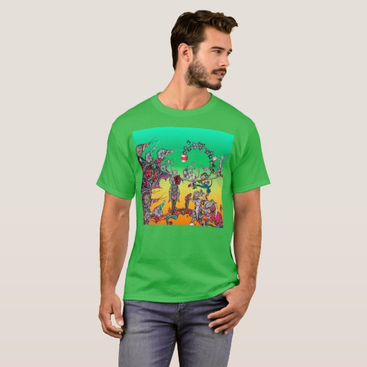 MEDIEVAL BESTIARY WAR, KNIGHTS, GIANT SNAILS Green T-shirt (Voorkant volledig)
