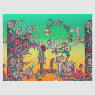 MEDIEVAL BESTIARY WAR, KNIGHTS, GIANT SNAILS Green Tissuepapier