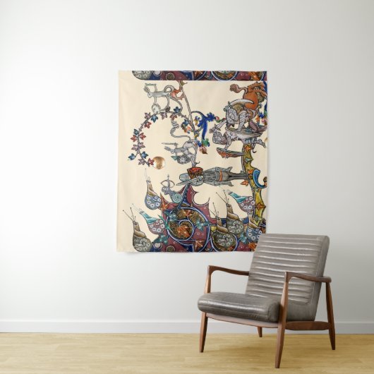 MEDIEVAL BESTIARY WAR, KNIGHTS, GIANT SNAILS Ivory Wandkleed (In situ)