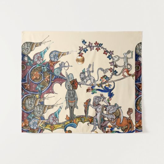 MEDIEVAL BESTIARY WAR, KNIGHTS, GIANT SNAILS Ivory Wandkleed (Voorkant (horizontaal))