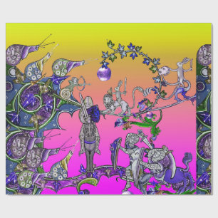 MEDIEVAL BESTIARY WAR, KNIGHTS, GIANT SNAILS Pink Cadeaupapier