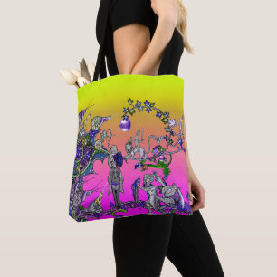MEDIEVAL BESTIARY WAR, KNIGHTS, GIANT SNAILS Pink Tote Bag