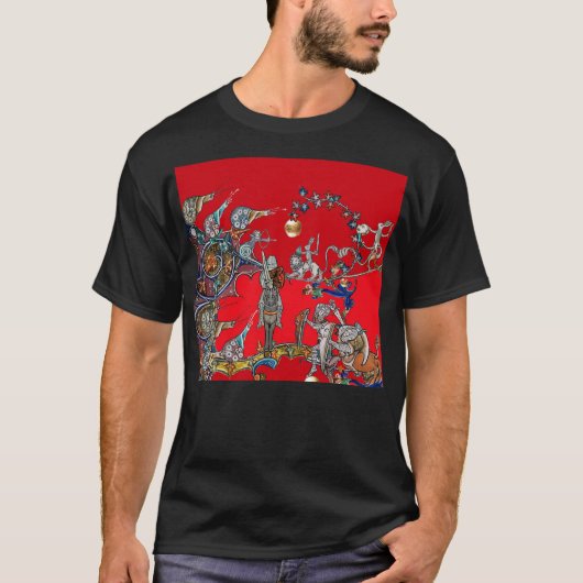 MEDIEVAL BESTIARY WAR, KNIGHTS, GIANT SNAILS Red T-shirt (Voorkant)